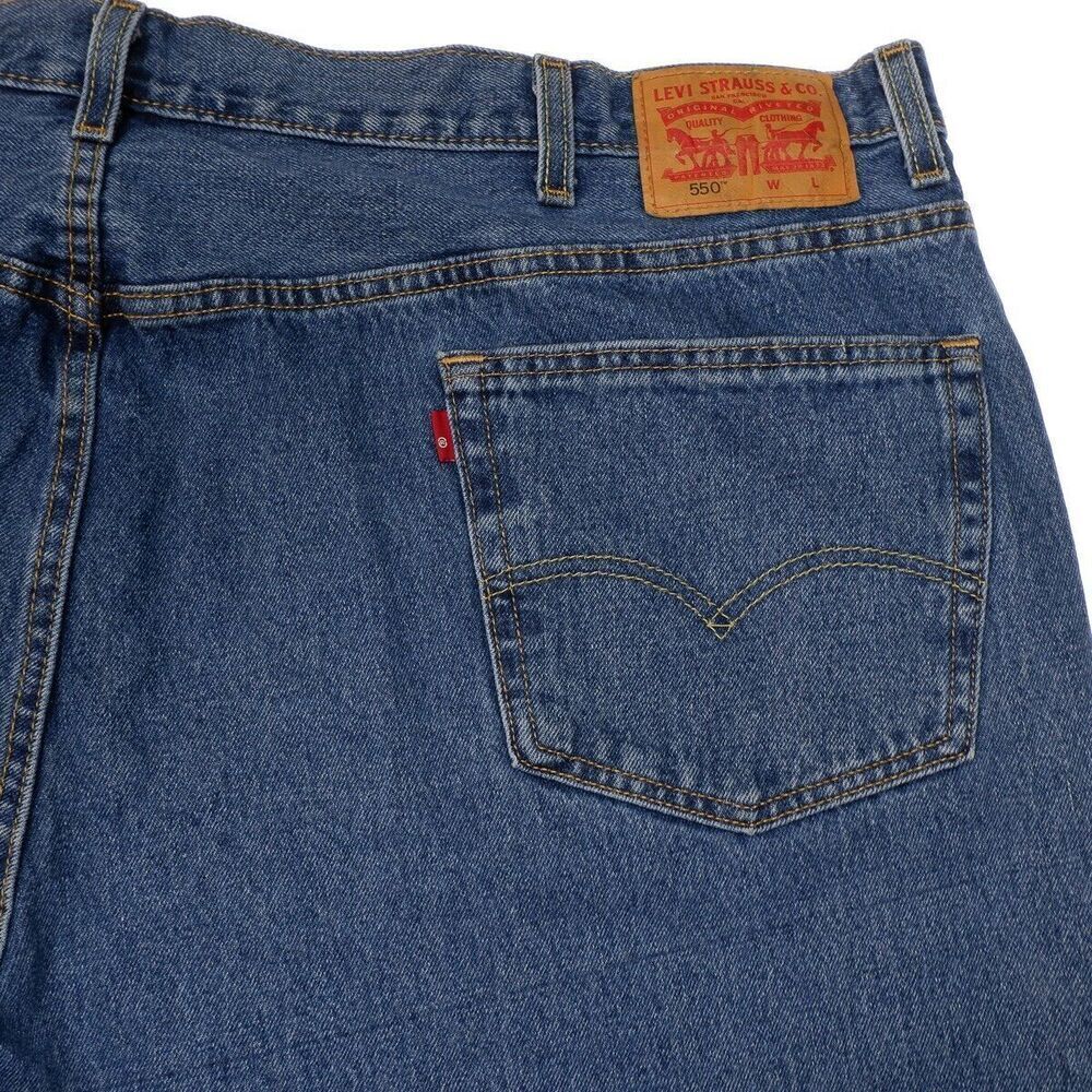 Levis 550 Jeans Mens Size 52x30 Measures 49x28 Blue Straight Leg Cotton Denim - Picture 11 of 13